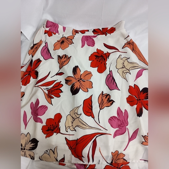 PHILOSOPHY Colorful Flowy Floral Summer Print Skirt Preppy Red & Pink(#1,443) - Picture 2 of 8